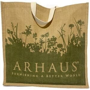 Aurhaus Large Natural Jute Bag Reusable Brown Tote With Handles 17.5" x 18" x 9"